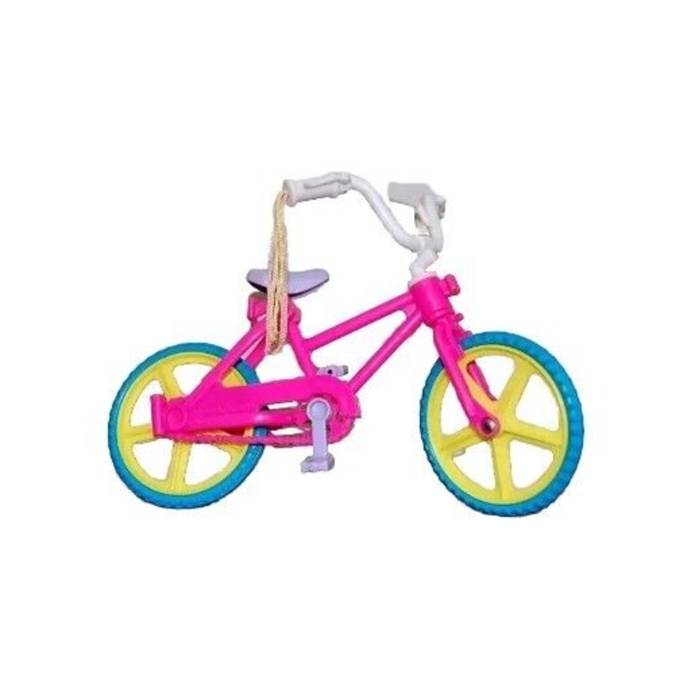Vtg 1993 Barbie Bike Pink Yellow Blue‎ 2 wheel tassels kickstand Mattel EUC